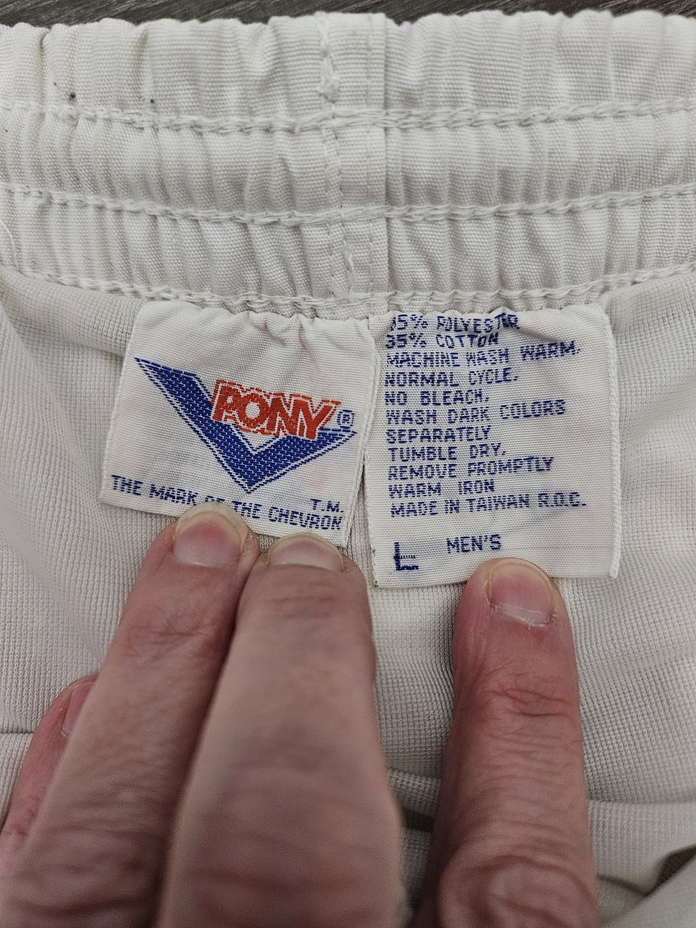 Vintage PONY Running Shorts White Blue Stripe Track Gym 80s Men's Large - Picture 4 of 5